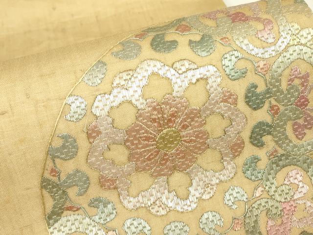 平和屋着物＊夏物　絽刺し　区限刺繍　総刺繍　太鼓柄袋帯　正倉院花文　金糸　正絹　逸品　DABG0616az