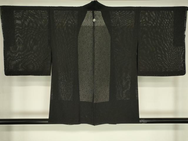 平和屋着物▽羽織　スリーシーズン　春夏秋　塵除け　花尽くし文　黒地　正絹　逸品　未使用　DABG0658az