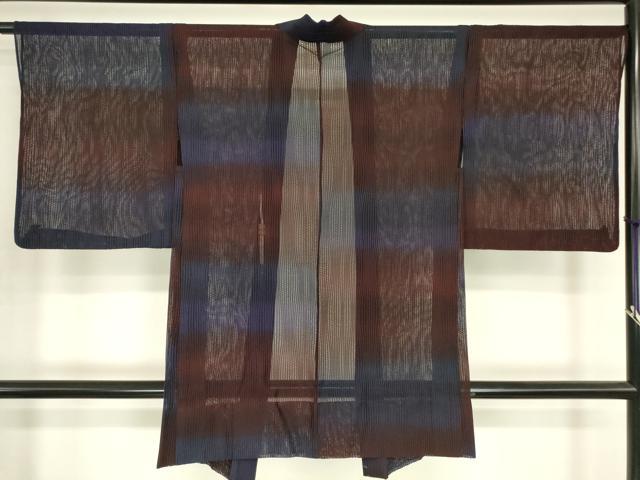 平和屋着物▽長羽織　スリーシーズン　春夏秋　塵除け　市松柄　正絹　逸品　DABG0659az