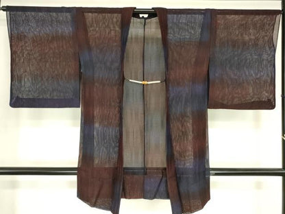 平和屋着物▽長羽織　スリーシーズン　春夏秋　塵除け　市松柄　正絹　逸品　DABG0659az