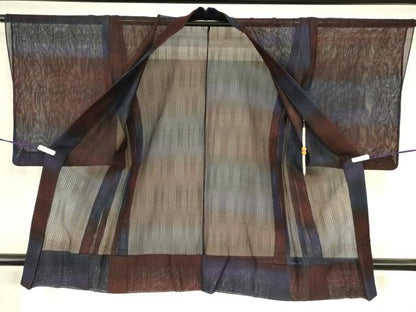 平和屋着物▽長羽織　スリーシーズン　春夏秋　塵除け　市松柄　正絹　逸品　DABG0659az