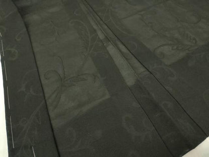 平和屋着物▽羽織　スリーシーズン　春夏秋　塵除け　蔦の葉文　黒地　正絹　逸品　未使用　DABG0661az