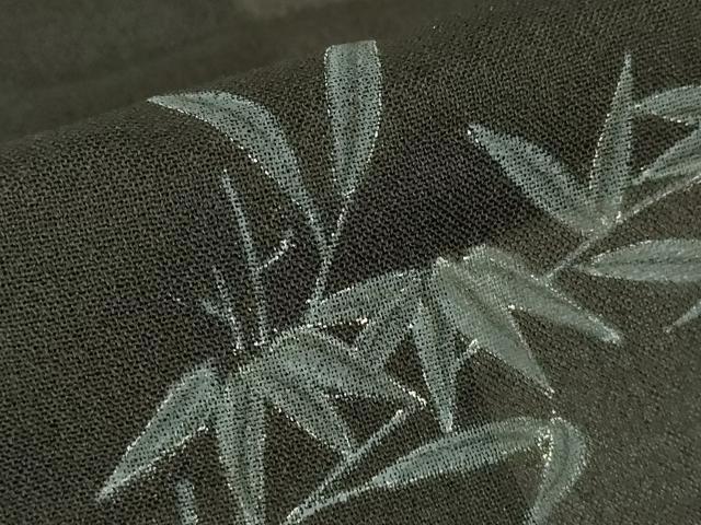 平和屋着物▽羽織　スリーシーズン　春夏秋　塵除け　笹文　手描き　黒地　正絹　逸品　DABG0662az
