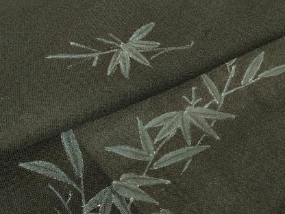 平和屋着物▽羽織　スリーシーズン　春夏秋　塵除け　笹文　手描き　黒地　正絹　逸品　DABG0662az