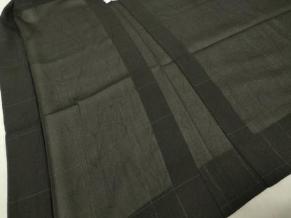 平和屋着物▽羽織　スリーシーズン　春夏秋　塵除け　格子　黒地　正絹　逸品　DABG0665az