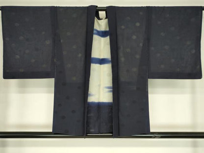 平和屋着物▽羽織　無双　紗袷　紗×絽　スリーシーズン　春夏秋　塵除け　霞丸文　正絹　逸品　DABG0666az
