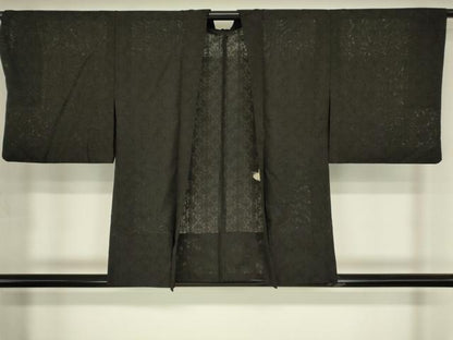 平和屋着物▽羽織　スリーシーズン　春夏秋　塵除け　亀甲花文　黒地　正絹　逸品　DABG0667az