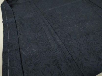 平和屋着物▽羽織　スリーシーズン　春夏秋　塵除け　舞葉文　濃紺色　正絹　逸品　未使用　DABG0671az