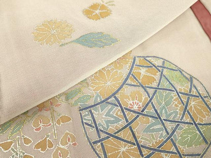 平和屋着物▽羽織　無双　紗袷　紗×紗　スリーシーズン　春夏秋　塵除け　花籠文　金彩　正絹　逸品　DABG0673az