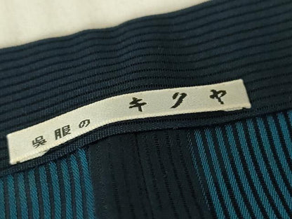 平和屋着物▽道行コート　スリーシーズン　春夏秋　塵除け　二重紗　紺色　ロング丈　正絹　逸品　DABG0675az