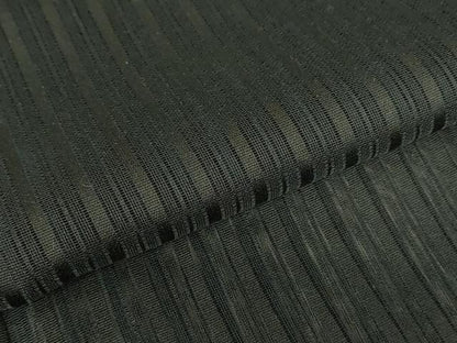 平和屋着物▽道行コート　スリーシーズン　春夏秋　塵除け　二重紗　縞　黒色　ロング丈　正絹　逸品　DABG0676az