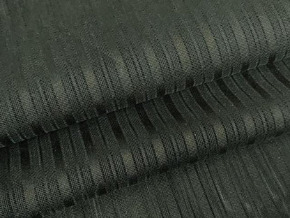 平和屋着物▽道行コート　スリーシーズン　春夏秋　塵除け　二重紗　縞　黒色　ロング丈　正絹　逸品　DABG0676az