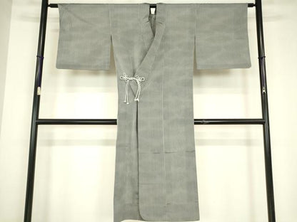 平和屋着物▽道中着　スリーシーズン　春夏秋　塵除け　縞　ロング丈　正絹　逸品　DABG0678az