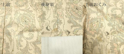 平和屋着物▽本塩沢　単衣　更紗花文　正絹　逸品　DABG0683az