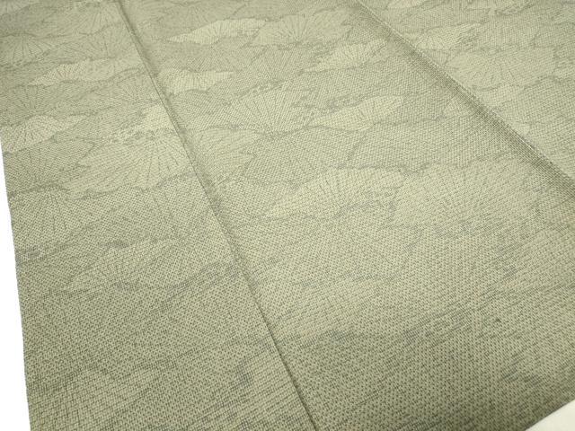 平和屋着物▽白鷹お召　単衣　松文　正絹　逸品　DABG0685az