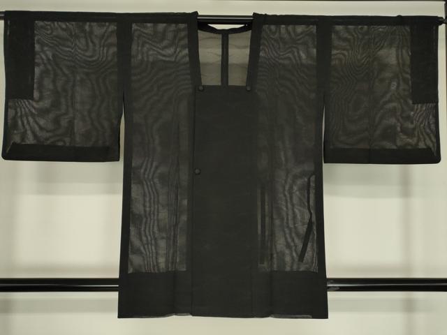 平和屋着物▽道行コート　スリーシーズン　春夏秋　塵除け　霞文　黒地　正絹　逸品　DABG0686az