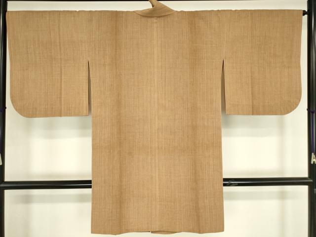 平和屋着物▽道中着　スリーシーズン　春夏秋　塵除け　紬地　伽羅色　ロング丈　正絹　逸品　DABG0693az