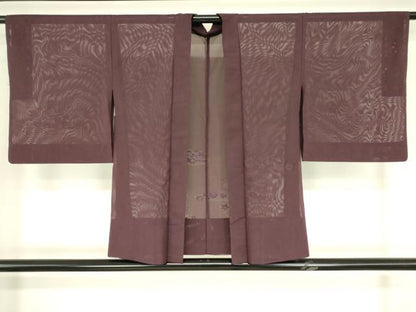 平和屋着物▽羽織　スリーシーズン　春夏秋　塵除け　霞取り花文　暗紅色　正絹　逸品　DABG0694az