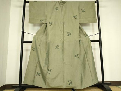 平和屋着物▽上質な紬　単衣　南天文　正絹　逸品　DABG0696az