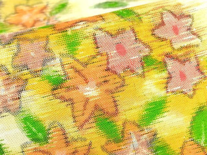 平和屋着物▽上質な紬　単衣　花尽くし文　正絹　逸品　DABG0697az