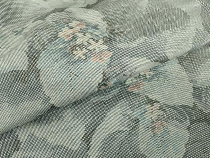 平和屋着物▽都喜ヱ門　本場大島紬　７マルキ　白泥　単衣　紫陽花　総絣　藤絹織物謹製　反端付き　正絹　逸品　DABG0698az