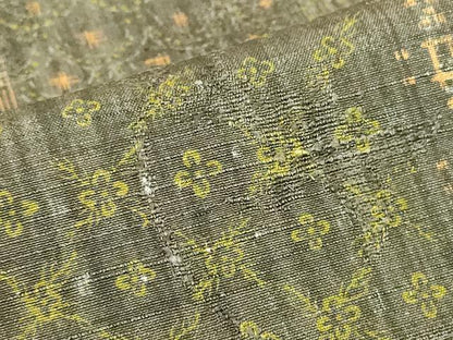 平和屋着物▽上質な紬　単衣　市松花文　正絹　逸品　DABG0715az