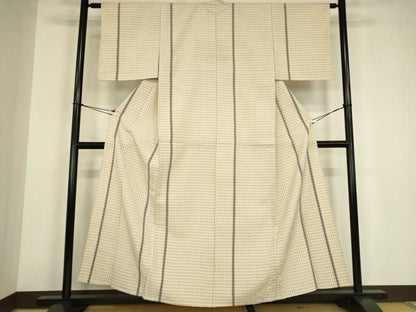 平和屋着物▽本塩沢　単衣　丸間道　正絹　逸品　DABG0716az