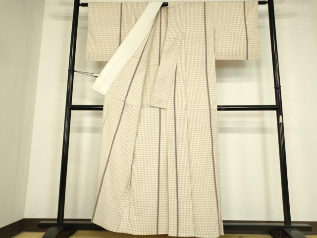 平和屋着物▽本塩沢　単衣　丸間道　正絹　逸品　DABG0716az