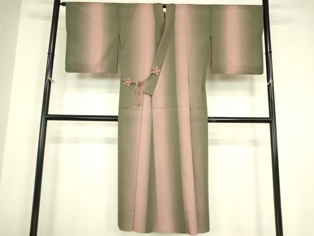 平和屋着物▽道中着　スリーシーズン　春夏秋　塵除け　縞　ロング丈　正絹　逸品　DABG0721az