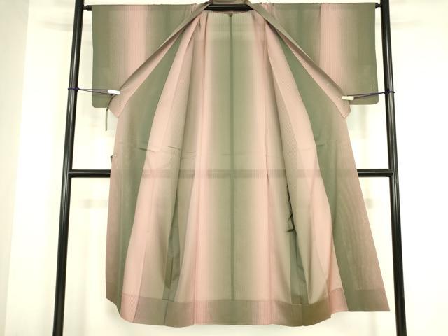 平和屋着物▽道中着　スリーシーズン　春夏秋　塵除け　縞　ロング丈　正絹　逸品　DABG0721az
