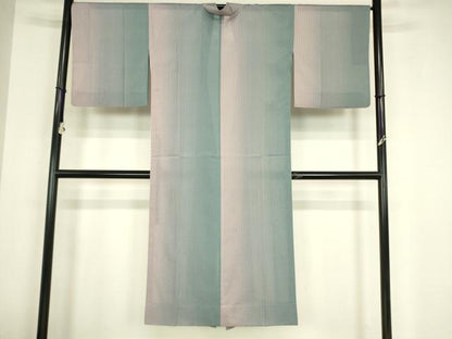 平和屋着物▽道中着　スリーシーズン　春夏秋　塵除け　縞　ロング丈　正絹　逸品　DABG0722az