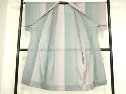 平和屋着物▽道中着　スリーシーズン　春夏秋　塵除け　縞　ロング丈　正絹　逸品　DABG0722az