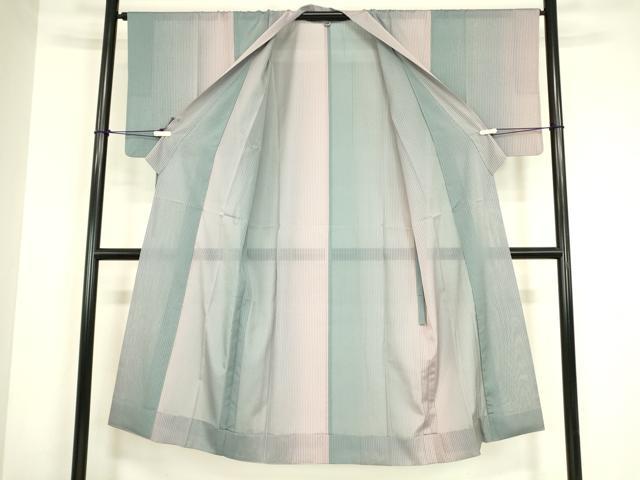 平和屋着物▽道中着　スリーシーズン　春夏秋　塵除け　縞　ロング丈　正絹　逸品　DABG0722az