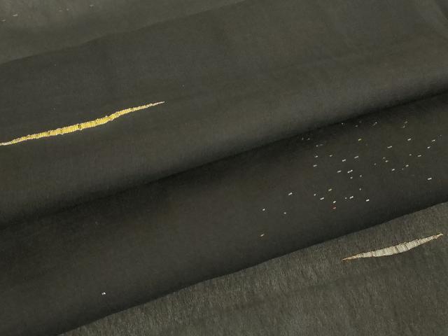 平和屋着物▽道行コート　スリーシーズン　春夏秋　塵除け　霞文　黒地　金糸　ロング丈　正絹　逸品　DABG0723az