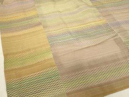 平和屋着物▽染色家 岩浅公展　道中着　スリーシーズン　春夏秋　塵除け　霞横段文　ロング丈　正絹　逸品　未使用　DABG0725az