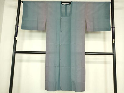 平和屋着物▽道行コート　スリーシーズン　春夏秋　塵除け　縞　ロング丈　正絹　逸品　DABG0728az