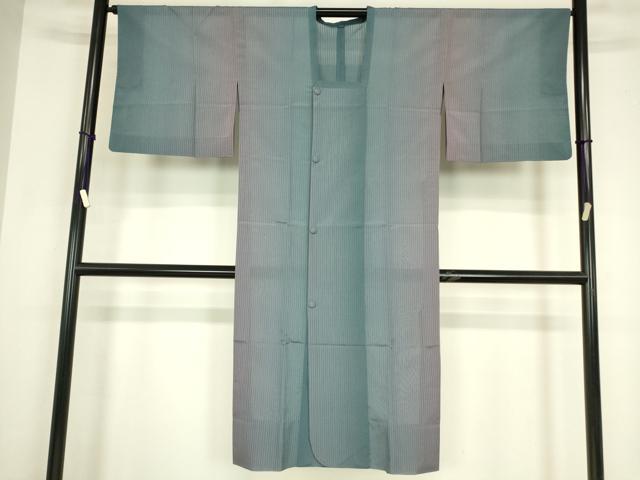 平和屋着物▽道行コート　スリーシーズン　春夏秋　塵除け　縞　ロング丈　正絹　逸品　DABG0728az