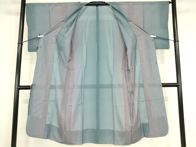 平和屋着物▽道行コート　スリーシーズン　春夏秋　塵除け　縞　ロング丈　正絹　逸品　DABG0728az