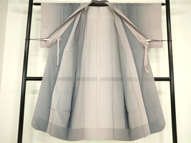 平和屋着物▽道行コート　スリーシーズン　春夏秋　塵除け　縞　ロング丈　正絹　逸品　DABG0729az