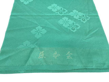 平和屋着物▽上質な色無地　単衣　花菱地紋　鉄色　反端付き　正絹　逸品　DABG0733az