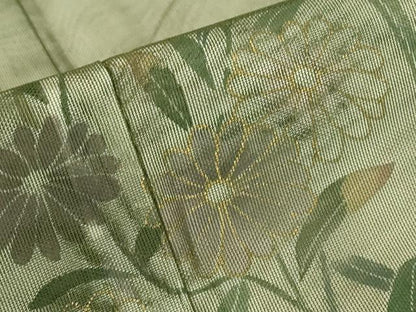 平和屋着物▽訪問着　無双　紗袷　紗×紗　草花文　金彩　正絹　逸品　DABG0735az