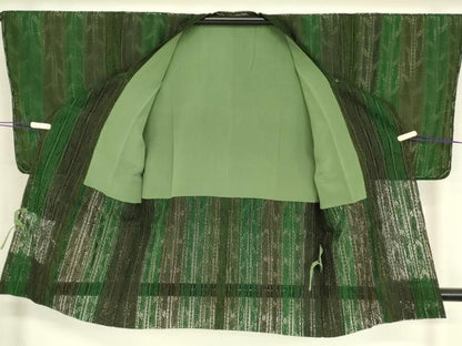 平和屋着物▽道行コート　スリーシーズン　春夏秋　塵除け　間道　ロング丈　正絹　逸品　DABG0739az