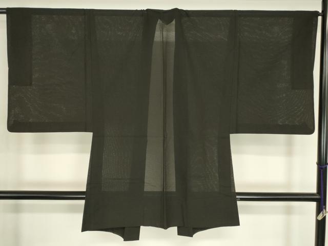 平和屋着物▽男性　黒紋付羽織　スリーシーズン　春夏秋　塵除け　黒地　正絹　逸品　DABG0742az