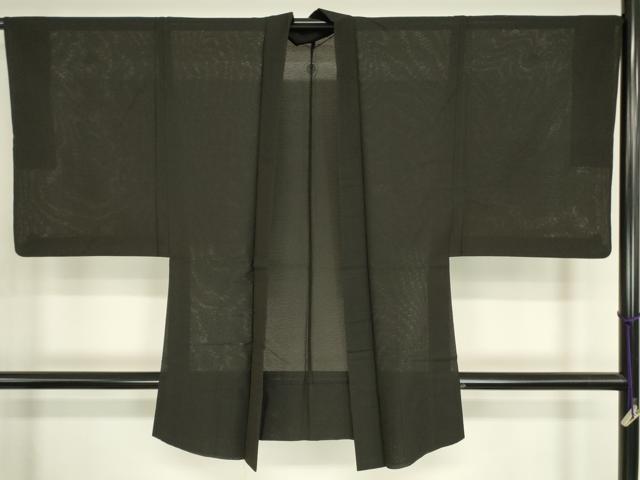 平和屋着物▽男性　黒紋付羽織　スリーシーズン　春夏秋　塵除け　黒地　正絹　逸品　DABG0742az