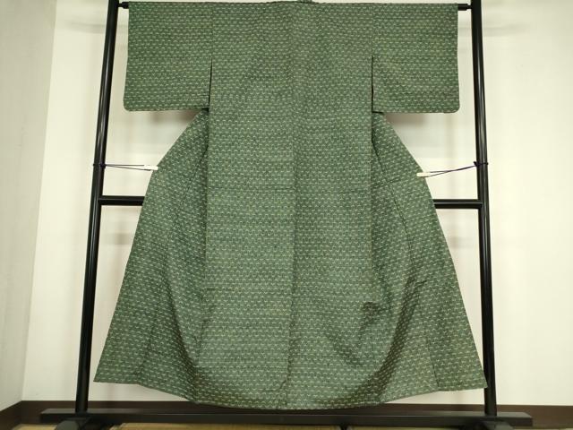 平和屋着物▽上質な紬　単衣　絣間道　正絹　逸品　DABG0746az