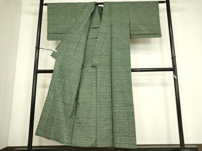 平和屋着物▽上質な紬　単衣　絣間道　正絹　逸品　DABG0746az