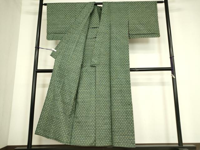 平和屋着物▽上質な紬　単衣　絣間道　正絹　逸品　DABG0746az
