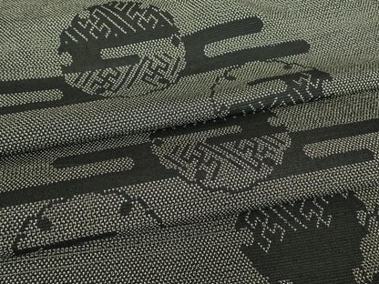 平和屋着物▽本塩沢　単衣　雪輪霞文　正絹　逸品　DABG0748az