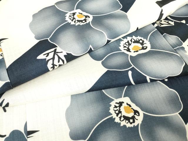 平和屋着物▽小紋　単衣　草花文　洗える着物　DABG0752az