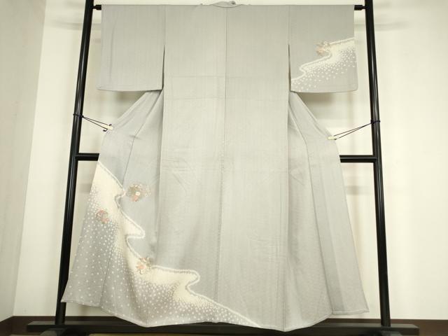平和屋着物▽中国三大刺繍　スワトウ刺繍　汕頭刺繍　訪問着　単衣　絞り　花丸文　金彩　正絹　逸品　DABG0764az
